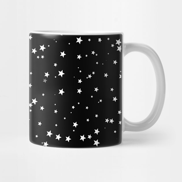 Cute Trendy Black and white Tiny White Stars Abstract Pattern by galaxieartshop